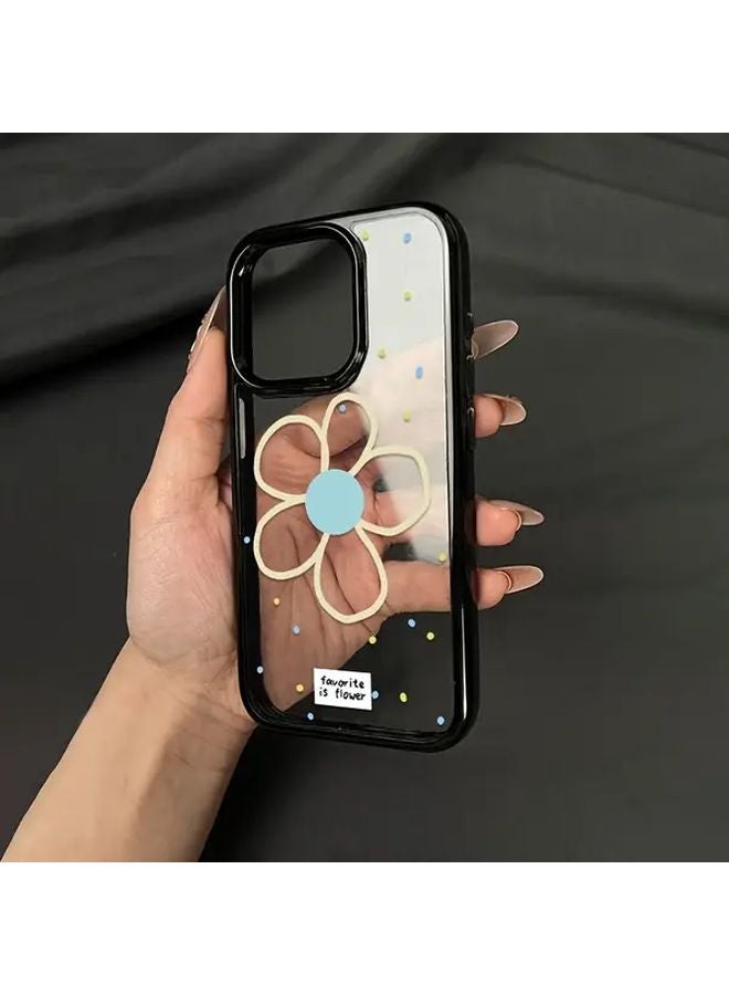 Floral Acrylic Transparent Phone Case with Black Edge Compatible for iPhone 12 Pro Max - Image 2